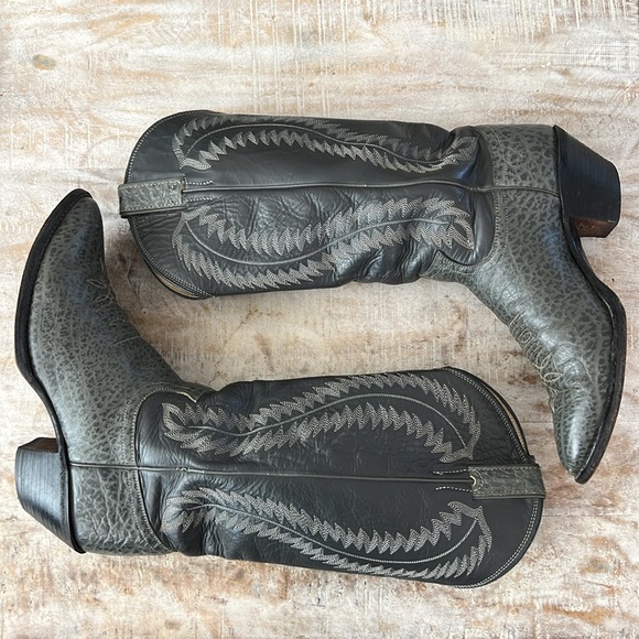 Justin Men’s Western Cowboy Boots {Grey Bullhide} 9.5D - Picture 8 of 12